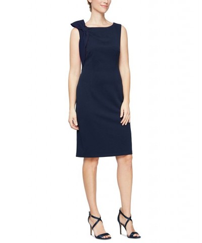 Women's Bow-Shoulder Sheath Dress Navy $39.16 Dresses