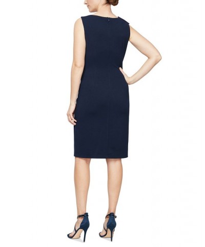 Women's Bow-Shoulder Sheath Dress Navy $39.16 Dresses