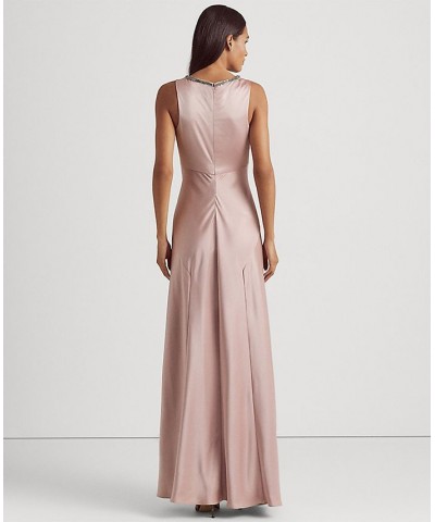 Crystal-Embellished Charmeuse Sleeveless Gown Highland Pink $86.00 Dresses