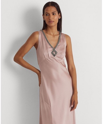 Crystal-Embellished Charmeuse Sleeveless Gown Highland Pink $86.00 Dresses