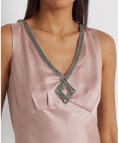 Crystal-Embellished Charmeuse Sleeveless Gown Highland Pink $86.00 Dresses