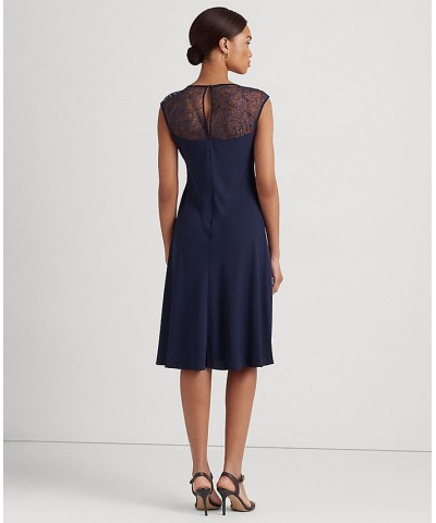 Women's Beaded Georgette Cocktail Dress French Navy $98.70 Dresses