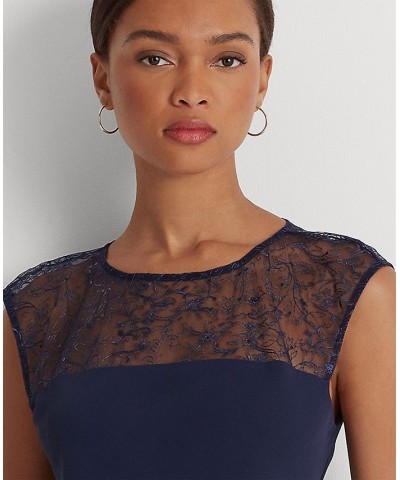 Women's Beaded Georgette Cocktail Dress French Navy $98.70 Dresses