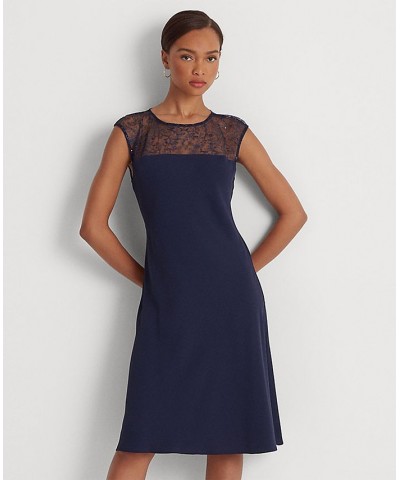 Women's Beaded Georgette Cocktail Dress French Navy $98.70 Dresses