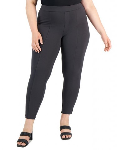 Plus Size Ponté-Knit Pull-On Pants Gray $14.21 Pants