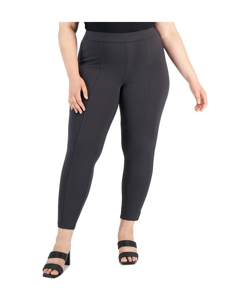 Plus Size Ponté-Knit Pull-On Pants Gray $14.21 Pants