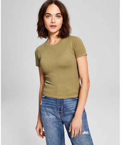 Women's Seamless Short-Sleeve Crewneck Top Green $10.80 Tops