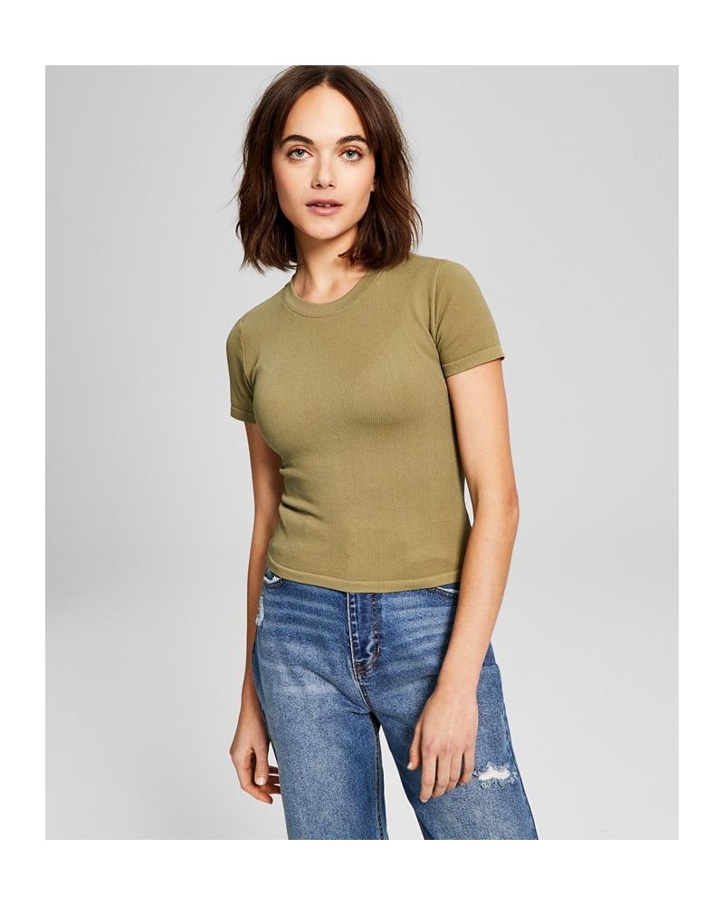 Women's Seamless Short-Sleeve Crewneck Top Green $10.80 Tops