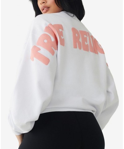 Women's Coaster Boyfriend Crew Sweatshirt White $42.51 Tops