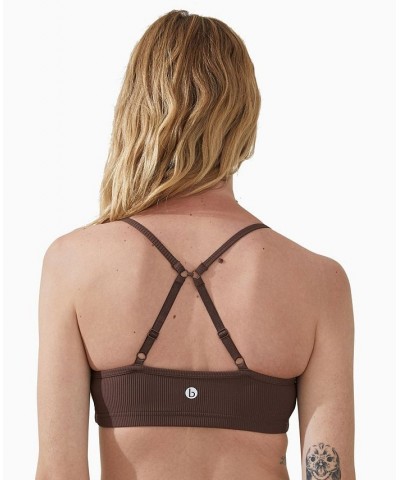 Women's Rib Workout Yoga Crop Top Cedar Brown Rib $17.50 Tops