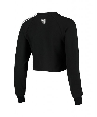 Women's Black Brooklyn Nets Cozy Team Crop Long Sleeve T-shirt Black $44.00 Tops