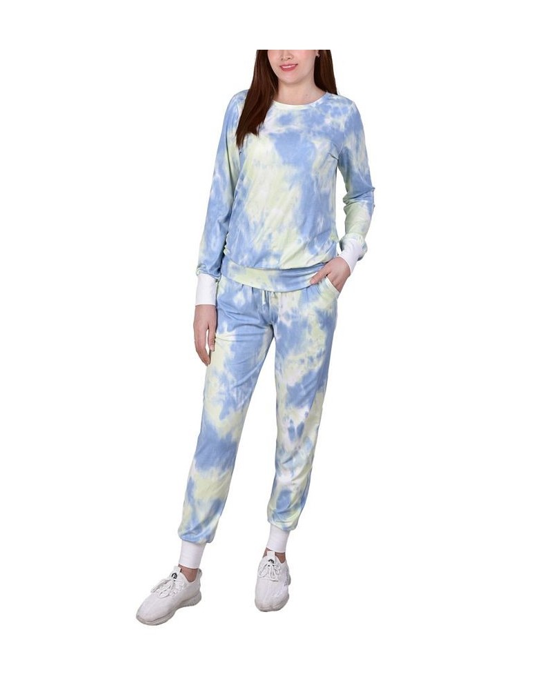 Petite Tie Dyed Joggers Set Navy-Green $23.20 Pants