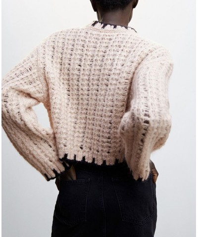 Women's Openwork Knit Sweater Beige $37.60 Sweaters