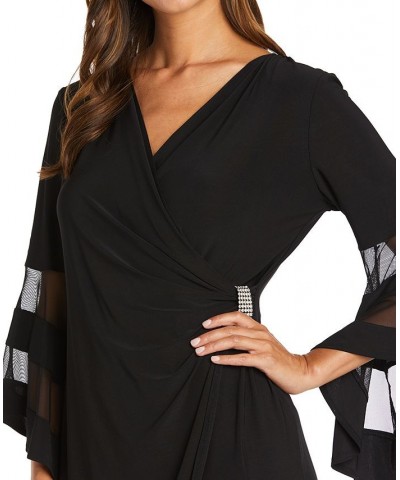 Rhinestone Faux-Wrap Dress Black $51.48 Dresses