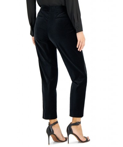 Women's Velvet Side-Striped Slim-Fit Pants Black $68.85 Pants