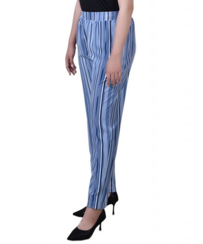 Petite Printed Slim Pull On Pants Navy White Stripe $18.60 Pants