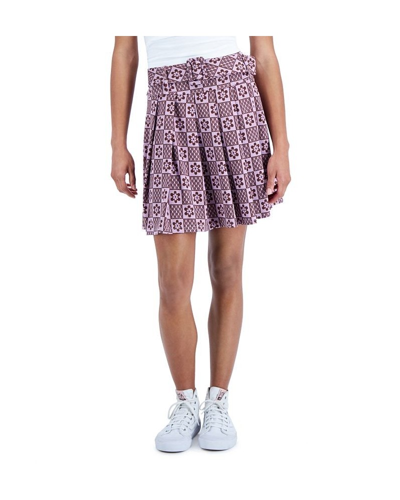 Juniors' Printed Pleated Skirt Black/white Flower $10.42 Skirts