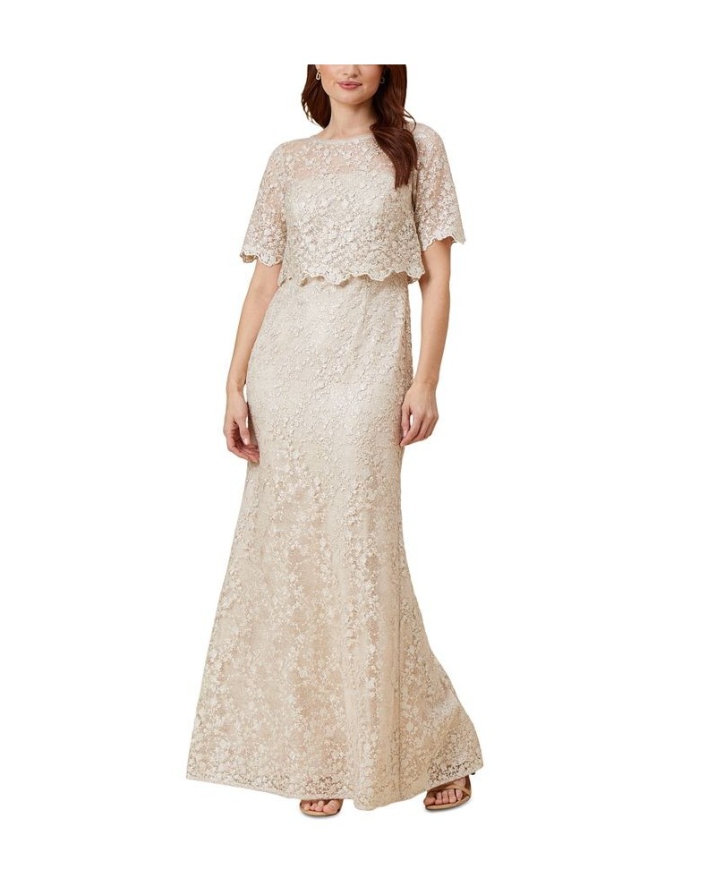 Women's Embroidered Sequin Overlay Gown Biscotti $106.93 Dresses