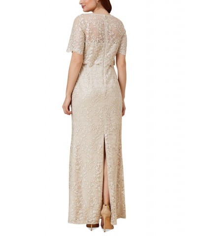 Women's Embroidered Sequin Overlay Gown Biscotti $106.93 Dresses