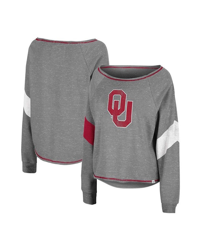 Women's Heather Gray Oklahoma Sooners Amped Chevron Stripe Raglan Boat Neck Pullover Sweatshirt Heather Gray $35.09 Sweatshirts