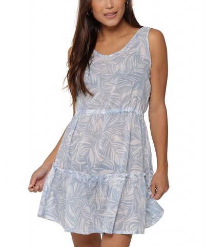 Women's Low-Back Ruffle-Trim Tiered Dress Cover-Up Light Blue $38.22 Swimsuits