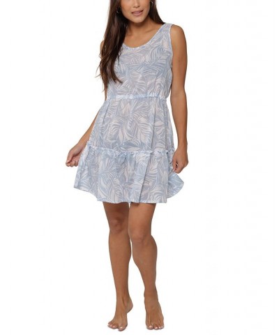 Women's Low-Back Ruffle-Trim Tiered Dress Cover-Up Light Blue $38.22 Swimsuits