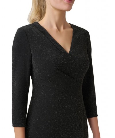 Women's Metallic Flounce-Hem Dress Black $48.94 Dresses