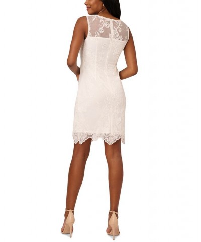 Women's Floral-Lace Sleeveless Sheath Dress Ivory $55.49 Dresses