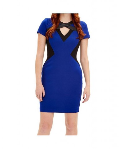 Keyhole Ponte Knit Dress Blue $152.24 Dresses