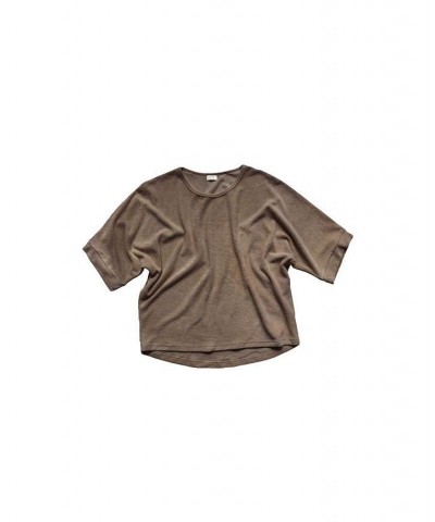 Women's Maternity Organic Cotton Oversized Terry Top Brown $36.34 Tops