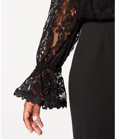 Off-The-Shoulder Lace Jumpsuit Black $76.05 Pants