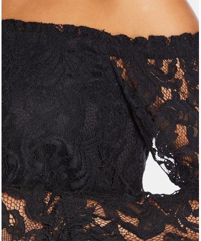 Off-The-Shoulder Lace Jumpsuit Black $76.05 Pants