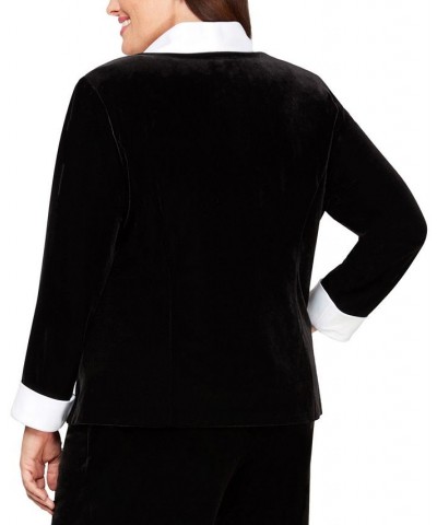 Plus Size Velvet Blazer & Sleeveless Top Black/White $55.49 Tops