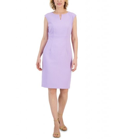 Petite Notched-Neck Sheath Dress Purple $29.15 Dresses