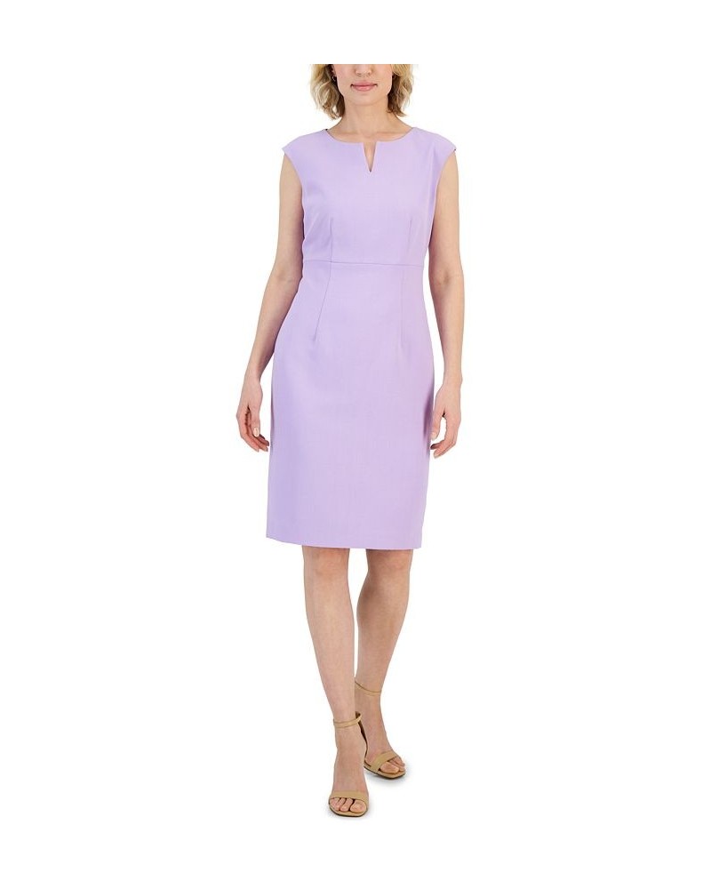 Petite Notched-Neck Sheath Dress Purple $29.15 Dresses