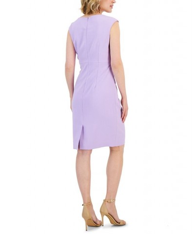 Petite Notched-Neck Sheath Dress Purple $29.15 Dresses