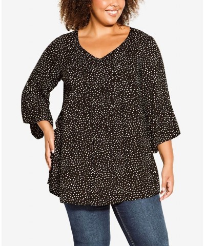 Plus Size Joanna Pintuck Tunic Top Black Spot $32.39 Tops