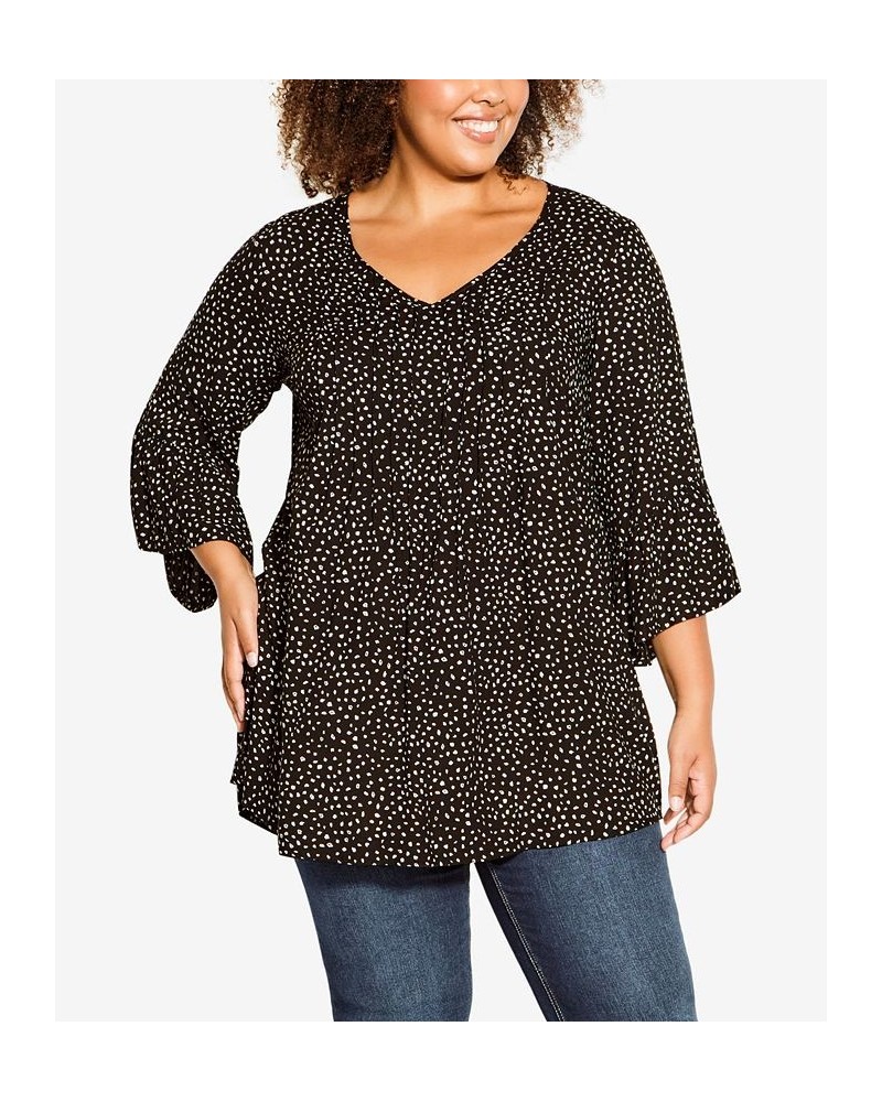 Plus Size Joanna Pintuck Tunic Top Black Spot $32.39 Tops