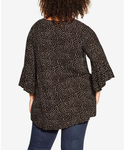 Plus Size Joanna Pintuck Tunic Top Black Spot $32.39 Tops