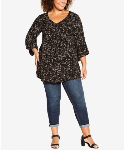 Plus Size Joanna Pintuck Tunic Top Black Spot $32.39 Tops