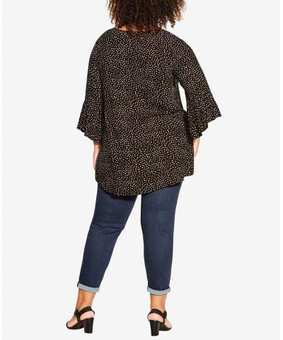 Plus Size Joanna Pintuck Tunic Top Black Spot $32.39 Tops