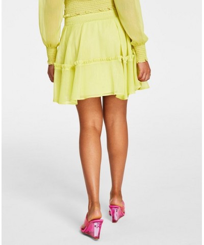 Women's Smocked Tiered Tie-Waist Ruffled Skirt Lemon Lime $11.69 Skirts