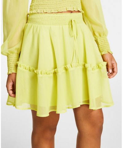 Women's Smocked Tiered Tie-Waist Ruffled Skirt Lemon Lime $11.69 Skirts