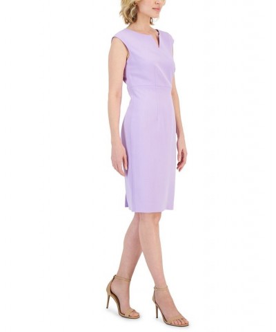 Petite Notched-Neck Sheath Dress Purple $29.15 Dresses