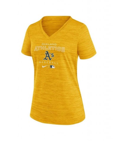 Women's Gold Oakland Athletics Authentic Collection Velocity Performance V-Neck T-shirt Gold $23.39 Tops