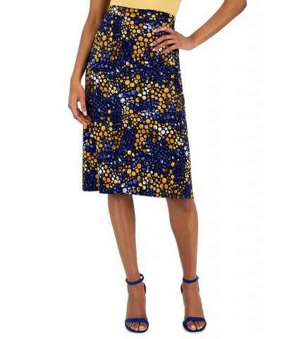 Women's Pull-On Dot-Print Midi Skirt Gold $40.29 Skirts