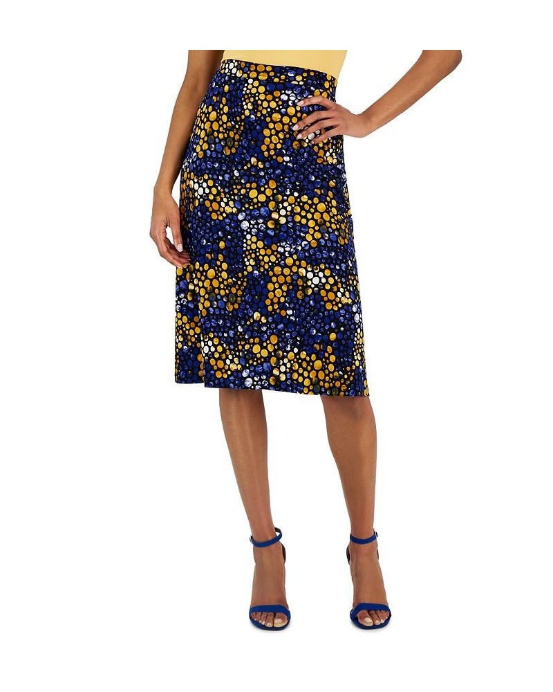 Women's Pull-On Dot-Print Midi Skirt Gold $40.29 Skirts