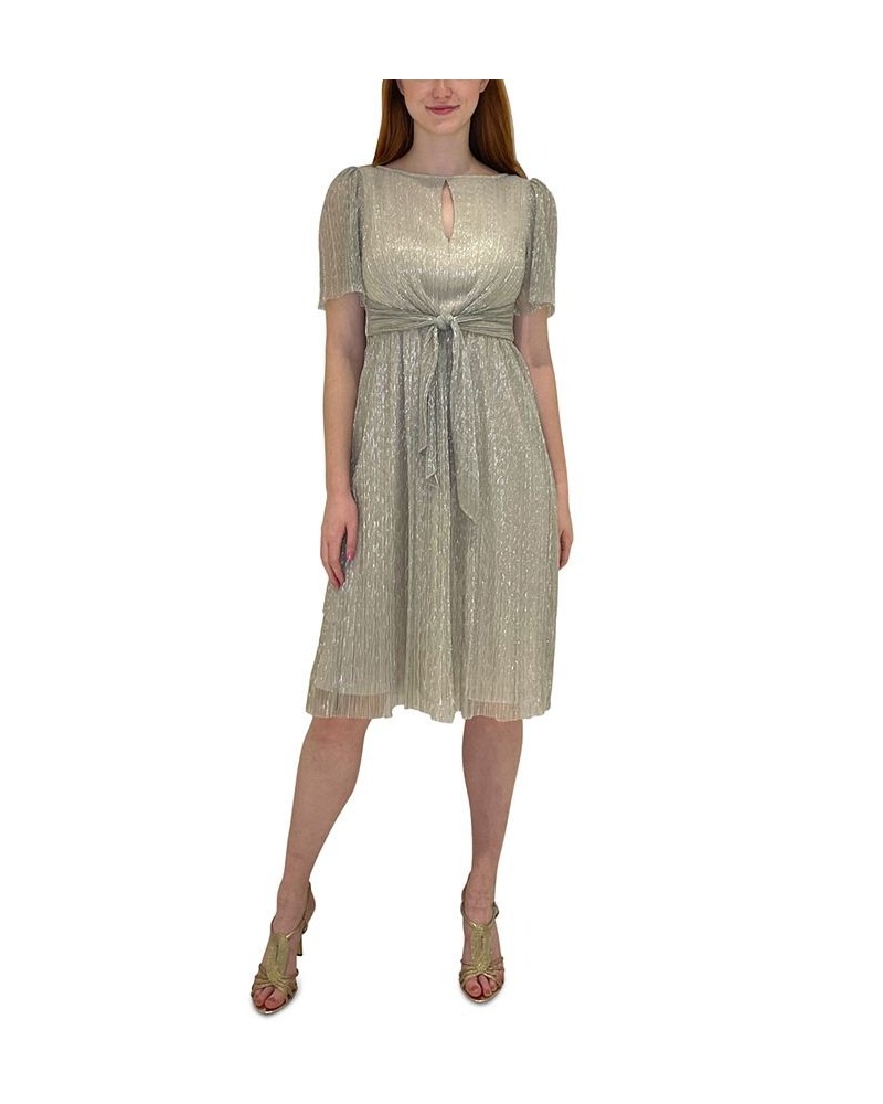 Petite Short Sleeve Mesh Dress Champagne Gold $60.84 Dresses