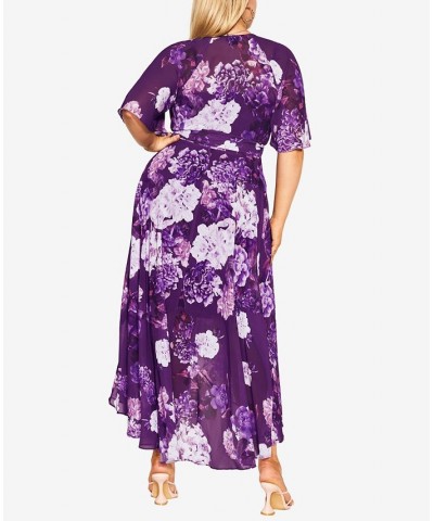 Trendy Plus Size Enthral Me Print Maxi Dress Petunia Hydrangea $53.64 Dresses