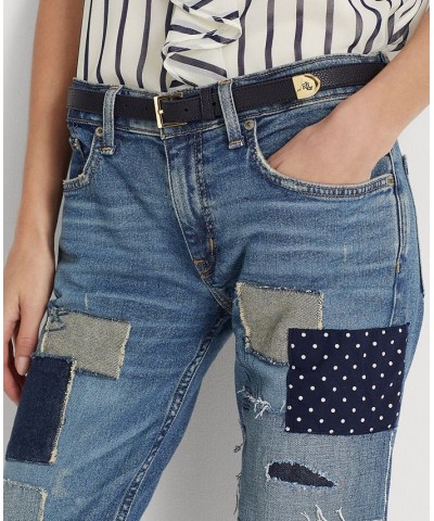 Petite Patchwork Mid-Rise Jeans Indigo Blue $65.60 Jeans